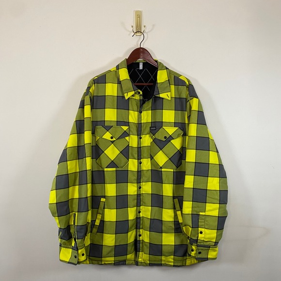 Dixxon Jacket Mens 3xl High Vis Reversible Defender grey and yellow flannel - Picture 1 of 6